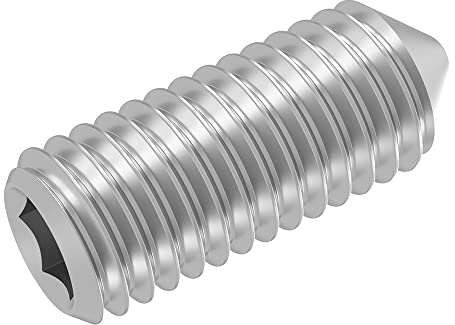 SECCARO Gewindestift mit Spitze M8 x 20 mm, Edelstahl V2A VA A2, DIN 914 / ISO 4027, Innensechskant, 20 Stück