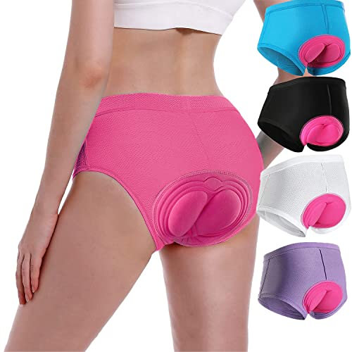 SECXEO Short Cycliste Femme Rembourré Gel 3D Respirant Antichoc Short Velo VTT Gel Séchage Rapide Short Cyclisme sous-Vêtements de Cyclisme(Size:L,Color:Rose)
