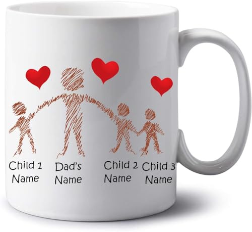 Personalised Family Gifts Jumbo 20oz Mug Family Portrait Extra Large Tea Coffee Mug Birthday Christmas Fathers Day Gift Dad Grandad Gift Mug (Dad with 3 Kids)