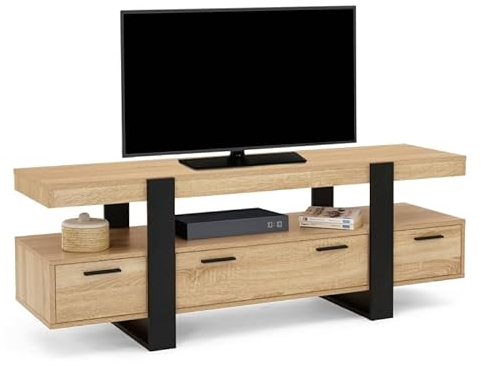 IDMarket - Meuble TV 140 cm Phoenix avec tiroirs Bois et Noir