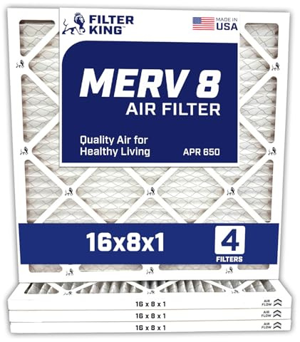 Filter King 16 x 8 x 1 luftfilter | 4-pack | MERV 8 HVAC veckade A/C ugnsfilter | TILLVERKAD I USA | Faktisk storlek: 40 x 20 x 190 cm