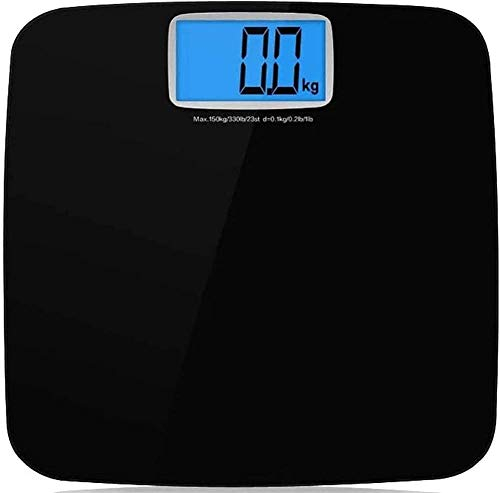 LEONYS Échelle de Salle de Bains numérique, imperméable Anti-skidblack à Grande échelle de Poids corporel avec Une Conception d'angle Rond, Mesure de Poids jusqu'à 330 lbs, LCD rétro-éclairé Facile à