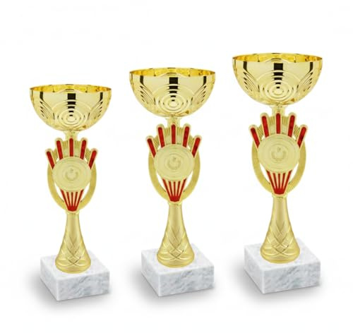 Tris Coppe premiazioni – Set Coppe Sportive in ABS – Design Classico | Coppa 22 cm, 23 cm, 24,5 cm – Ideale Premi Gare, Tornei, Squadre