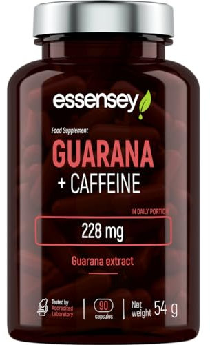 ESSENSEY - Guarana-Extrakt 228 g I Koffein 200 mg I 90 Kapseln I Für Vegetarier I 90 Tagesdosen I Leicht zu schlucken