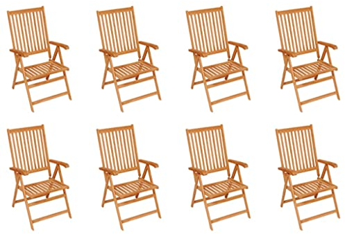 KTHLBRH Garten-Liegestühle 8 STK. Massivholz Teak, Terrassenstühle Outdoor-Stühle Balkonstühle Freizeitstühle für Garten, Rasen, Terrasse