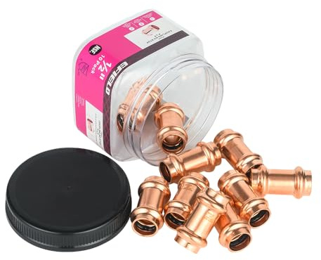 (Pack of 10) EFIELD 1/2 x 1/2 Copper Press Fit Coupling Fittings, No Stop, Pro 10 Pack,(PRESS025)