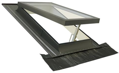 Lucernario CLASSIC VASISTAS PLUS | Finestra per accesso al tetto | Legno di abete e Alluminio | Vetrata Antigrandine + Antinfortunistica | Made in Italy | 78x98 Base x Altezza