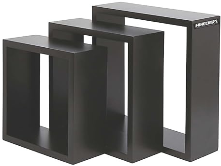 MINECARFT - Wandregale, 3er Set, 3 Würfel in verschiedenen Größen, Schwarz