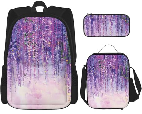 WURTON Ensemble de sacs à dos à bretelles réglables avec motif floral de lierre et fleurs de lierre
