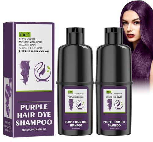 500ML Champú Tinte 3 en 1, Champú Colorante, Champú Tinte para Morado, Champú Tinte Instantáneo, Tinte Instantáneo para Hombres y Mujeres (500ML) shampoo