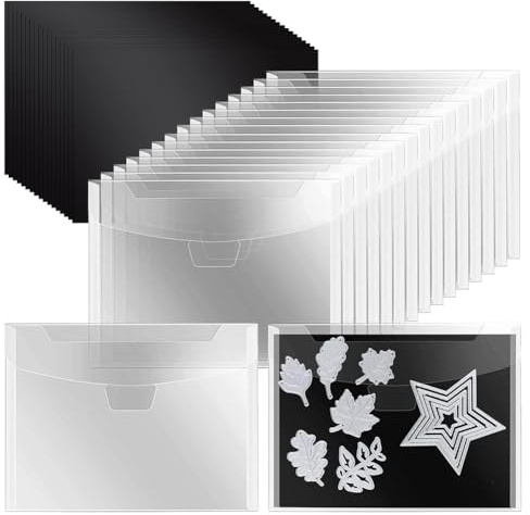 Kznifmk 48 Aufbewahrungstaschen für Stempel und Matrizen mit magnetischen Blättern aus Gummi, Organizer für Aufkleber, wasserdicht und wiederverwendbar, Quittungsständer