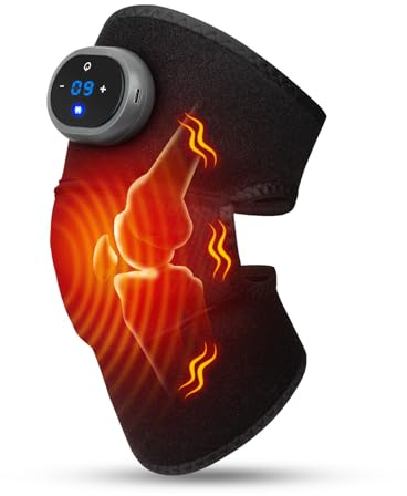 Knie Massager Kniemassagegerät mit Wärme und Vibration, Massage Schmerzlinderung für Gelenke Ellbogen Schulter Bänder und Muskelverletzungen, zwei verstellbare Bänder, für Familienhaus