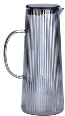 Lizhuzhuzs28 Jus Carafe d'eau Bouilloire Froide en Verre à Rayures Verticales, résistante à la Chaleur, Grande capacité, pichet à Eau Domestique, Carafe à jus, Boisson, théière Thé Cruche(Grigio)