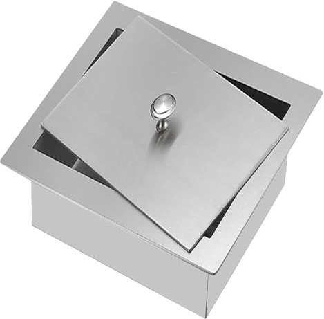 AYCDL Couvercle De Poubelle Encastré pour Armoire De Cuisine, Couvercle De Poubelle Encastré pour Comptoir, Couvercle Carré en Acier Inoxydable, Argent, 30 × 30 Cm,Silver-30×30CM
