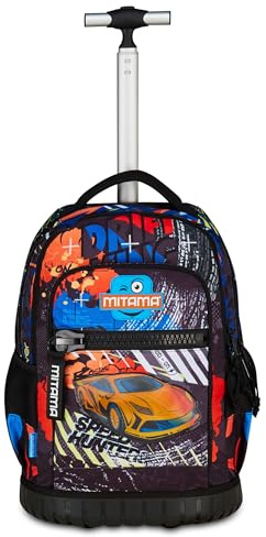 SJ Seven Mitama Schultrolley Run Maxi MITADRAFT, Blau, Doppelfach, Fronttasche, 2 Seitentaschen, Grundschule und Freizeit, Kinder, blau, Taglia unica, Casual