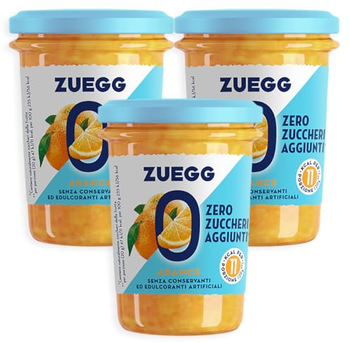3X Confettura ZERO Arancia, Marmellata Zero Zuccheri Aggiunti, Vegano e Senza Glutine, per zuegg 220g