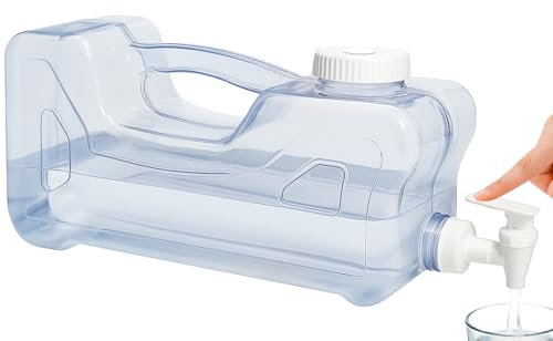 Dispensador de Agua para Nevera con Grifo y Asa, Garrafa de Plástico Transparente Reutilizable para Bebidas Frías, Dispensador Portátil Resistente y Libre de BPA, Capacidad de 3.8 Litros