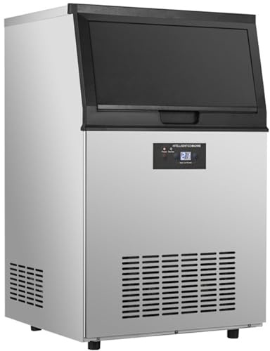 SHENGSHIYU Máquina de Hielo Comerciales 80KG/24H,Conexión a Agua Corriente,Pala de Hielo,Filtro,Tubo de Entrada y Drenaje Cada Uno,Máquina para Hacer Hielo Industrial para Cafeterías,Bares,Hoteles