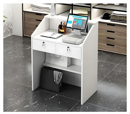 ZXCASDF Comptoir Caisse Comptoir，Comptoir Magasin,comptoir de réception avec tiroirs,Mobilier De Bureau,Bureaux,Salons,Magasin De Vêtements,Armoires D’Accueil À Domicile(A,60 * 38cm/23.6 * 15in)