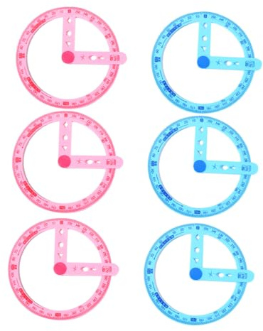 OSALADI Goniometro Circolare 360° in Plastica Set 6 Pezzi Per Studenti Goniometro Multifunzionale Per e Misurazione Strumento Misura Leggero e Portatile Adatto Per Architettura e Ingegneria