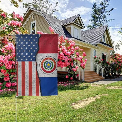 Bandera texturizada de Estados Unidos y Paraguay, de doble cara, 71 x 101 cm, para decoración de exteriores