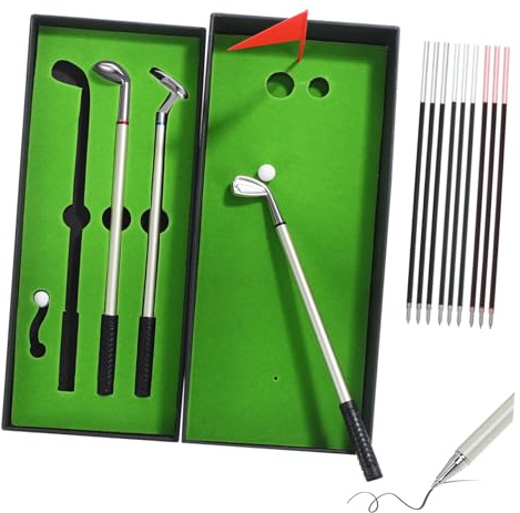 FONDOTIN Golf Kugelschreiber Golfzubehör mit Nachfüllminen Mini Golfclub Form Schreibset als Originelles Golfgeschenk für Männer Lustige Schreibtisch Accessoires