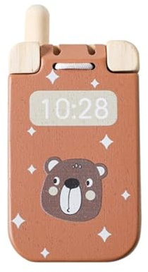 Watreketal Telefono Copertina del Cartone Animato in Legno Liscio Fingta attività Apprendimento Interattivo Giocattolo per I Bambini in età Prescolare età da 3+ Travel Ready Legno Phone