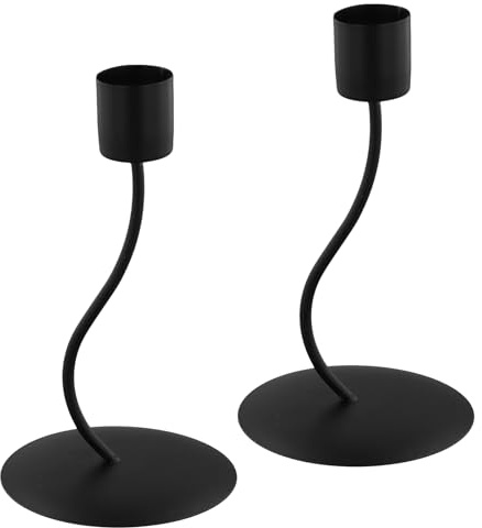 2er Set Kerzenständer, Schwarze Kerzenhalter für Stabkerzen, Vintage Design für Abendessen, Hochzeit, Haus- und Kamindekoration