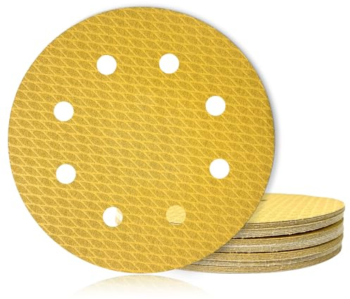 GEOGIEEW 40 Pièces Disque Abrasif 180mm Papier Poncage Grains 60/80/120/240 - Compatible avec Ponceuse à Sec et Murale