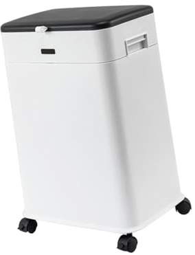 Baoblaze Liftable Kitchen Garbage Bin Rolling Dustbin Creative Household Decor Waste Paper Bucket Wheeled Trash Bin for Office Dresser, White Handle