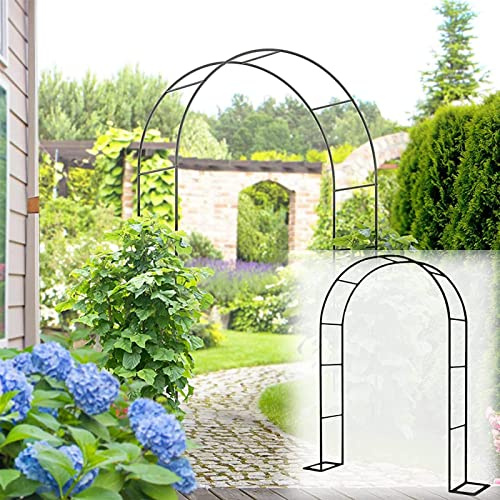 Arche de jardin pour plantes grimpantes et fleurs - Treillis de raisin résistant aux intempéries avec base stable - Décoration en métal noir pour cour, parc, mariage et fête - 280 x 220 x 40 cm