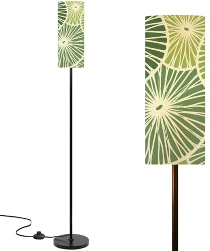 DERUINVAIO Floor Lamp Citrus Slice Lime Lemon Cross Sections Green Yellow Palette Dimmable Modern Standing Lamp with Lampshade Remote Footswitch Tall Pole Corner Lamp for Living Room Bedroom Office
