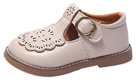 YIzdegg Mary Jane Chaussures en cuir pour fille - Vernis - Avec boucles - Semelles antidérapantes - Légères et respirantes - Chaussures pieds nus - Unisexe, Blanc., 27 EU