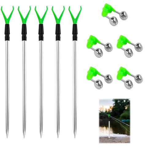 5Pcs Fishing Rod Holders,50cm Adjustable Aluminium Alloy Bank Sticks Rest