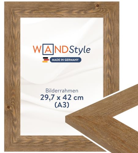 WANDStyle Bilderrahmen A3 Eiche, DIN A3 Bilderrahmen Holz 30x42 cm | Hochwertiger Holzbilderrahmen, Posterrahmen zum Aufhängen, Rahmen 30x42 cm, Fotorahmen H780 - Made in Germany