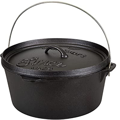 Stansport 16033 Pre-Seasoned Cast Iron Dutch Oven - 8 Qt - Without Legs