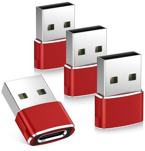 BASESAILOR USB to USBC Adapter 4Pack USB C Female to USB Male Adapter | Type C Cable Converter for iPhone 17 16 15 14 13 12 Series,Airpods Max,iPad 8-10th,Samsung Galaxy S20-S26 Ultra,Pixel 5-10