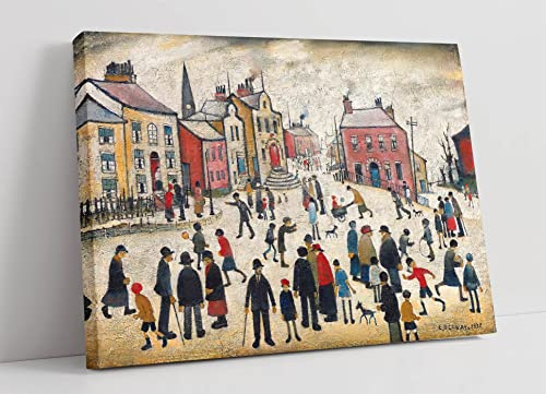 LS Lowry People Standing About CANVAS WALL ART PRINT ARTWORK PAINTING FRAMED (18in x 12in / 45cm x 30cm)