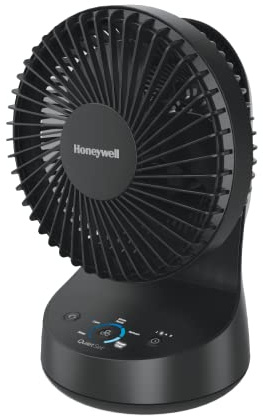 Honeywell QuietSet 5 Oscillating Table Fan, Black – Personal and Small Room Fan with Quiet Operation and 5 Levels of Power and Sound