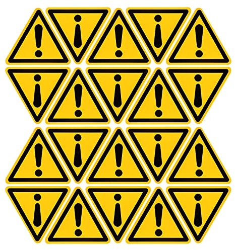 PATIKIL Segnale di avvertimento di cautela triangolare autoadesivo giallo con parole nere 20 mm per macchina, strumento e superficie attrezzatura, confezione da 20