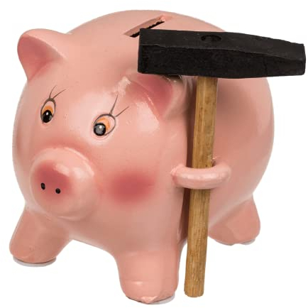 Tirelire cochon en céramique avec marteau. Tirelire originale petite pour enfants.