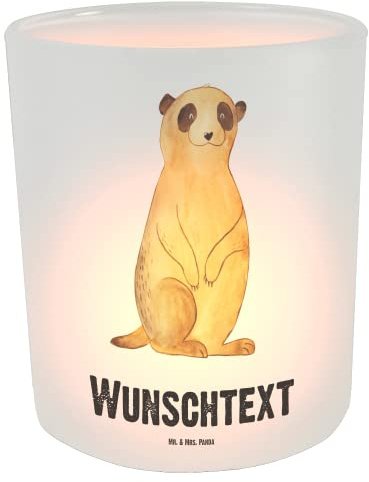Mr. & Mrs. Panda Windlicht personalisiert Erdmännchen - Personalisierte Geschenke, Teelichtglas, Reisen, Roadtrip, Traveling, Personalisiertes, mit Namen, Spruch, Afrika, Teelichthalter