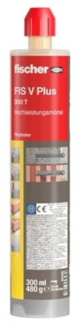 fischer Hochleistungsmörtel FIS V Plus 300 T, kraftvoller Universalmörtel für Beton und Mauerwerk, 1 x 300 ml Kartusche