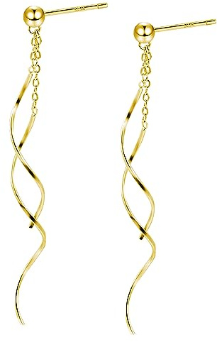 ASH'S CHOICE Boucles d'Oreilles Pendantes Femme Or Spirale Vague Franges