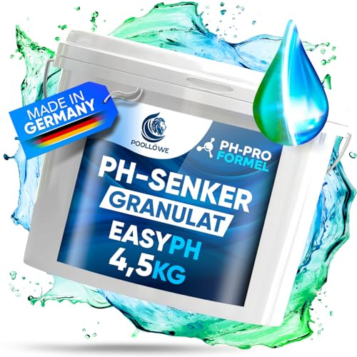 PoolLöwe® pH Minus Granulat mit [ph-Pro Formel] 4,5kg I pH Senker Pool extra Sicher & Effizient dank pH-Wert Stabilisator I pH Wert Senker für Pool & Whirlpool | Pool pH Minus Granulat pH- Regulierung