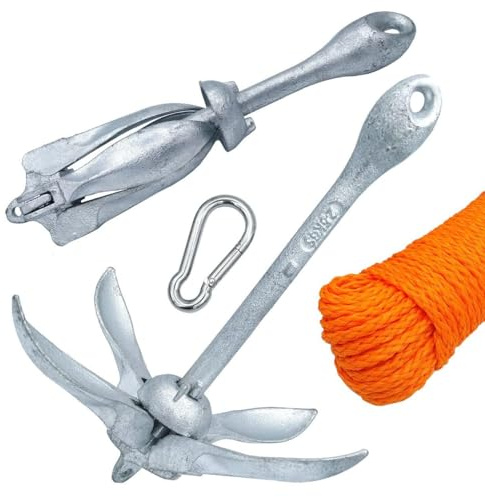 art pesca Anlege-Set mit Regenschirm-Anker mit 30 m Schwimmer und Karabiner für Kajaks Schlauchboote