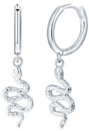 Yumilok Damen Creolen Ohrringe Schlange Ohrstecker Ohrhänger Creolen Tier 925 Sterling Silber Ohrschmuck Hoop Huggie Piercing für Frauen Mädchen