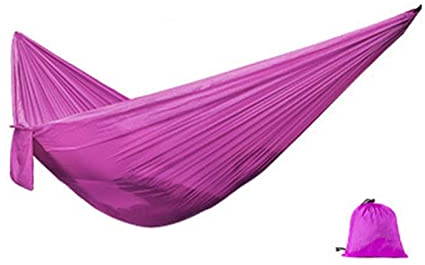 Schaukel Nylon Hängematte mit reißfest, tragbarer einzelner Hängematte, langlebig, atmungsaktiv, lang anhaltend, for draußen Klettergeräte & Schaukeln (Color : Pink)