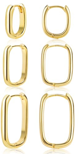 ALEXCRAFT 3Paar 14K Vergoldet Silber Creolen Kleine Ohrringe Set für Damen | Ohrringe Creolen Kleine Set Stapelbar Mehrere Ohrring Silber 925 Schlafen Knorpel Kreolen Huggies Creolen Gold Damen Schmuck