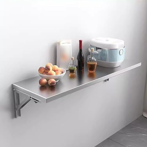 MTSYXYM Tavolo Pieghevole a Ribalta da Parete, Tavolo da Lavoro Pieghevole da Parete, Salva Spazio, con Elevata Capacità di Carico, Argento, L60*W30cm